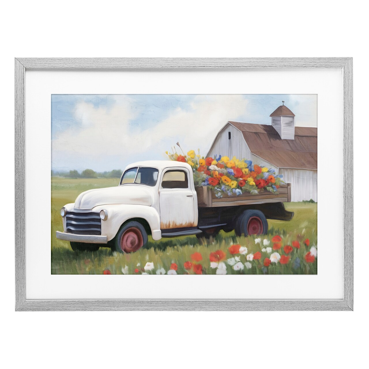 Stupell Industries White Delivery Floral Truck Framed Print Under Glass, design by Kim Allen